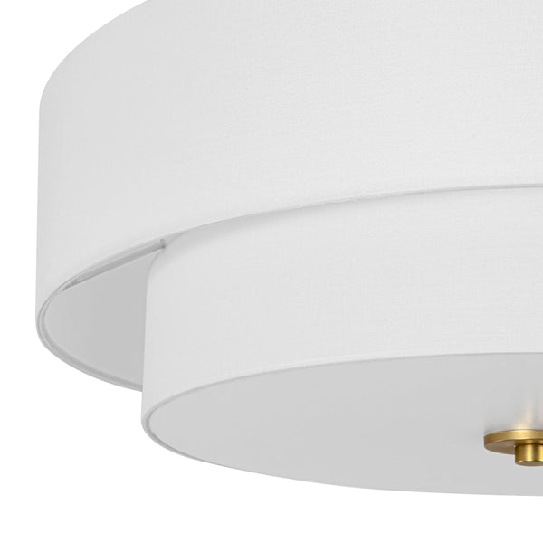 Modern Double Layer Concentric Linen Fabric Round Semi Flush Mount - Yiilighting