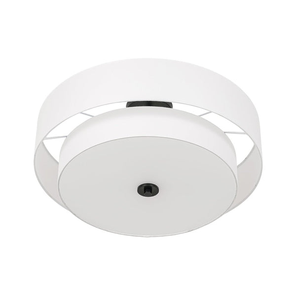 Modern Double Layer Concentric Linen Fabric Round Semi Flush Mount - Yiilighting