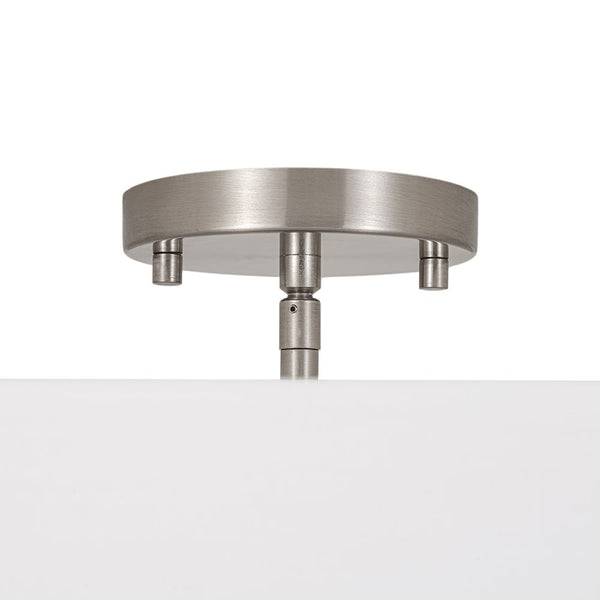 Modern Double Layer Concentric Linen Fabric Round Semi Flush Mount - Yiilighting