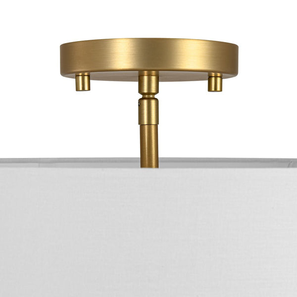 Modern Double Layer Concentric Linen Fabric Round Semi Flush Mount - Yiilighting