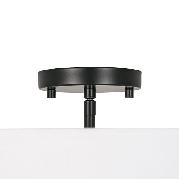 Modern Double Layer Concentric Linen Fabric Round Semi Flush Mount - Yiilighting