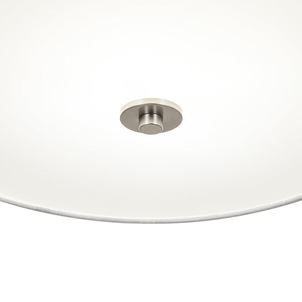 Modern Double Layer Concentric Linen Fabric Round Semi Flush Mount - Yiilighting
