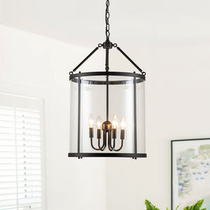 Modern Farmhouse Lantern Round Glass Chandelier - Yiilighting