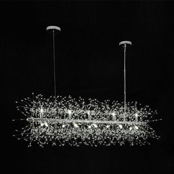 Modern Glam 15 - Light Starburst Dandelion Crystal Glass Linear Chandelier - Yiilighting