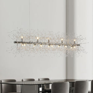 Modern Glam 15 - Light Starburst Dandelion Crystal Glass Linear Chandelier - Yiilighting
