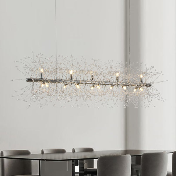 Modern Glam 15 - Light Starburst Dandelion Crystal Glass Linear Chandelier - Yiilighting