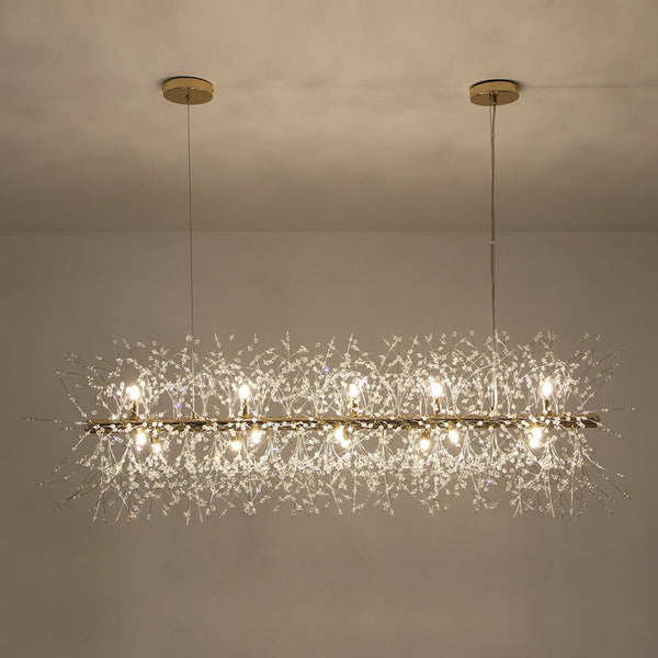 Modern Glam 15 - Light Starburst Dandelion Crystal Glass Linear Chandelier - Yiilighting