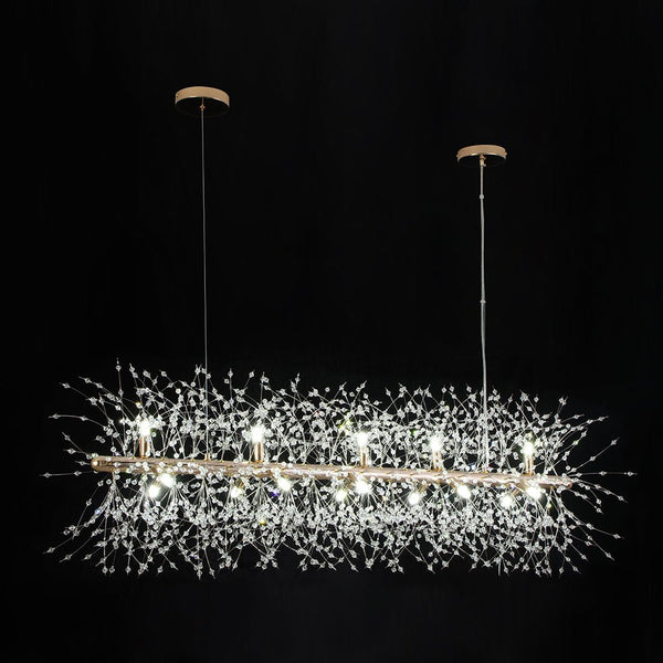 Modern Glam 15 - Light Starburst Dandelion Crystal Glass Linear Chandelier - Yiilighting