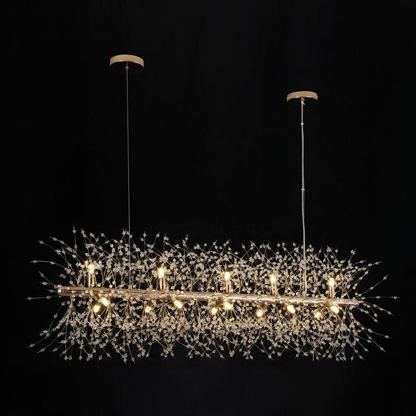 Modern Glam 15 - Light Starburst Dandelion Crystal Glass Linear Chandelier - Yiilighting