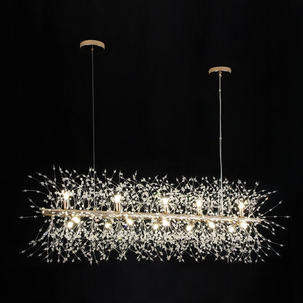 Modern Glam 15 - Light Starburst Dandelion Crystal Glass Linear Chandelier - Yiilighting