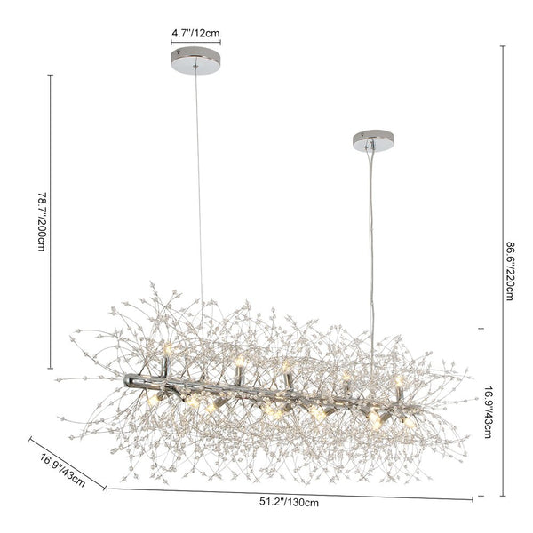 Modern Glam 15 - Light Starburst Dandelion Crystal Glass Linear Chandelier - Yiilighting