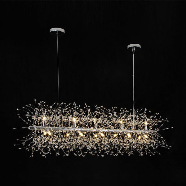Modern Glam 15 - Light Starburst Dandelion Crystal Glass Linear Chandelier - Yiilighting