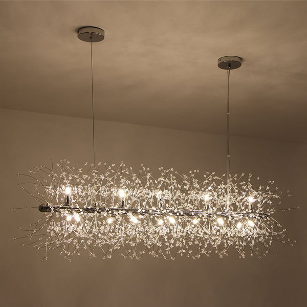 Modern Glam 15 - Light Starburst Dandelion Crystal Glass Linear Chandelier - Yiilighting