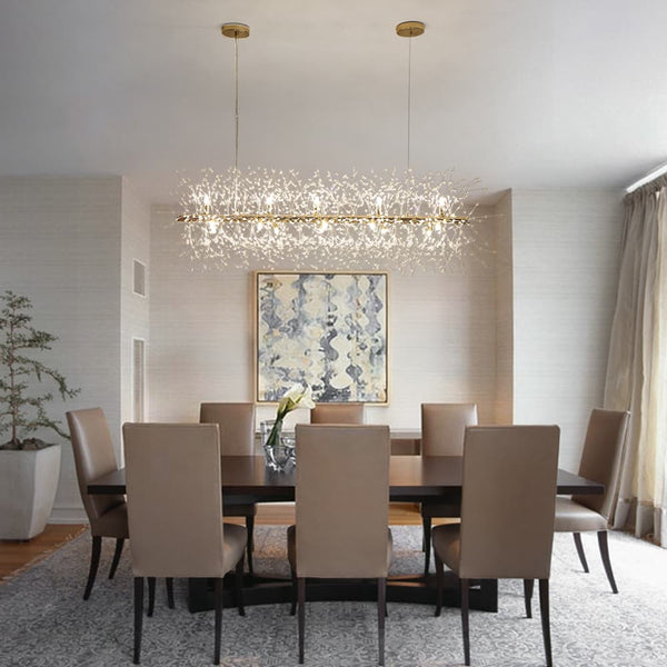 Modern Glam 15 - Light Starburst Dandelion Crystal Glass Linear Chandelier - Yiilighting