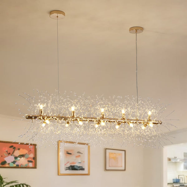 Modern Glam 15 - Light Starburst Dandelion Crystal Glass Linear Chandelier - Yiilighting