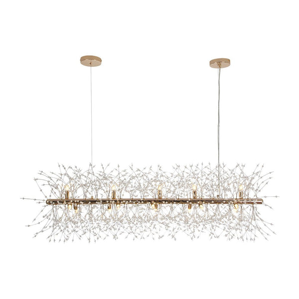 Modern Glam 15 - Light Starburst Dandelion Crystal Glass Linear Chandelier - Yiilighting