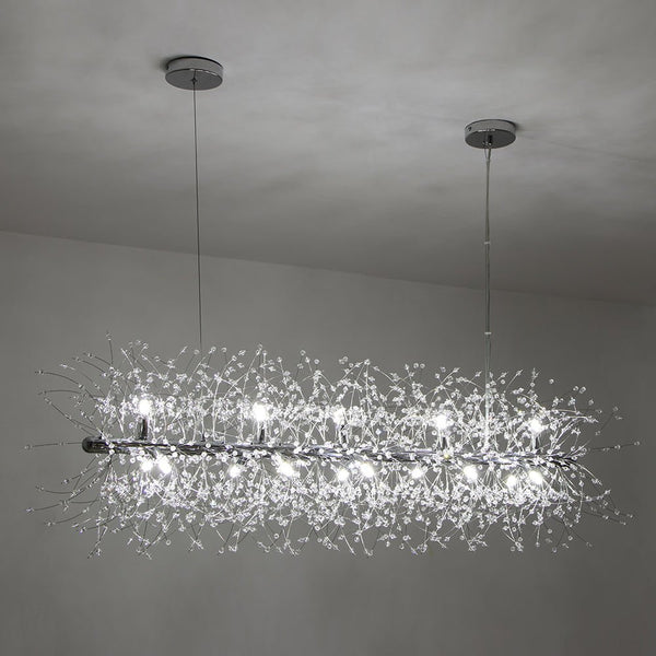 Modern Glam 15 - Light Starburst Dandelion Crystal Glass Linear Chandelier - Yiilighting