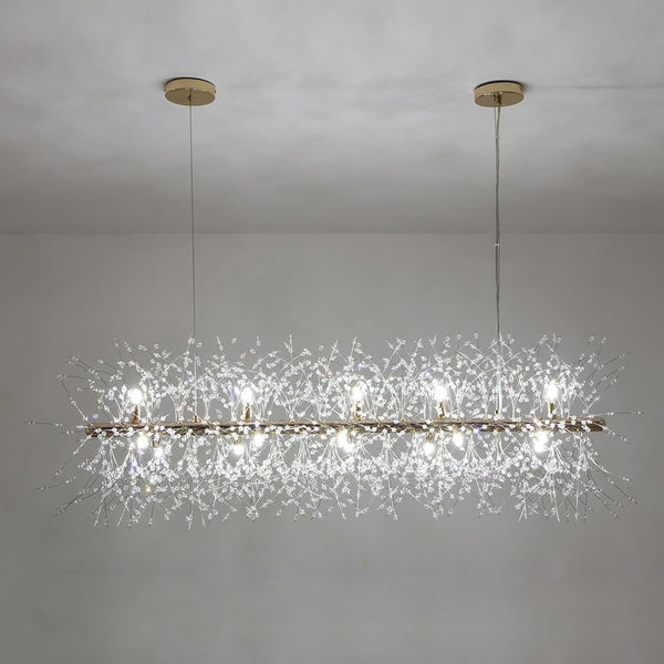 Modern Glam 15 - Light Starburst Dandelion Crystal Glass Linear Chandelier - Yiilighting