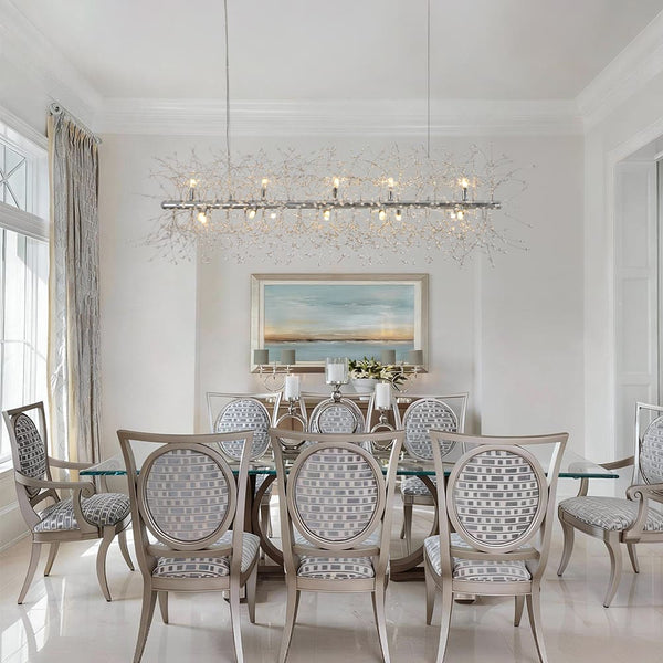 Modern Glam 15 - Light Starburst Dandelion Crystal Glass Linear Chandelier - Yiilighting