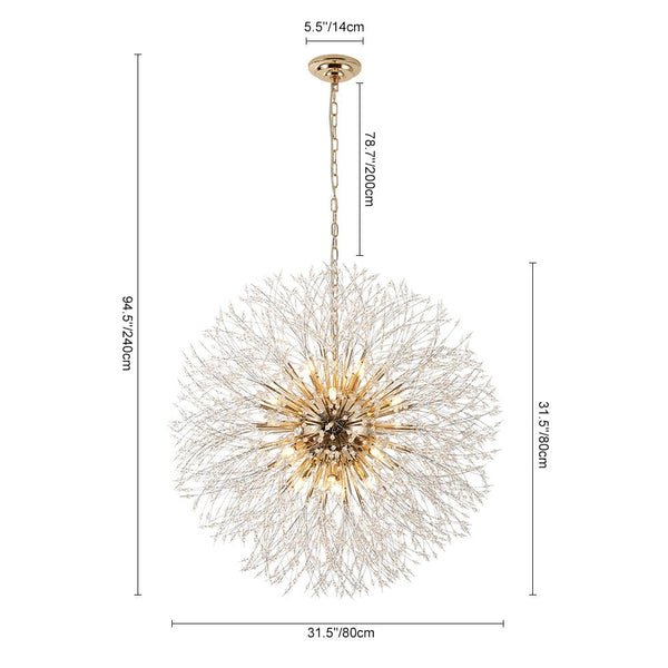 Modern Glam 16 - Light Starburst Dandelion Crystal Glass Chandelier - Yiilighting