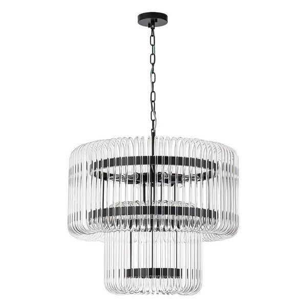 Modern Glam 9 - Light Two - Tiered Glass Rod Round Chandelier - Yiilighting