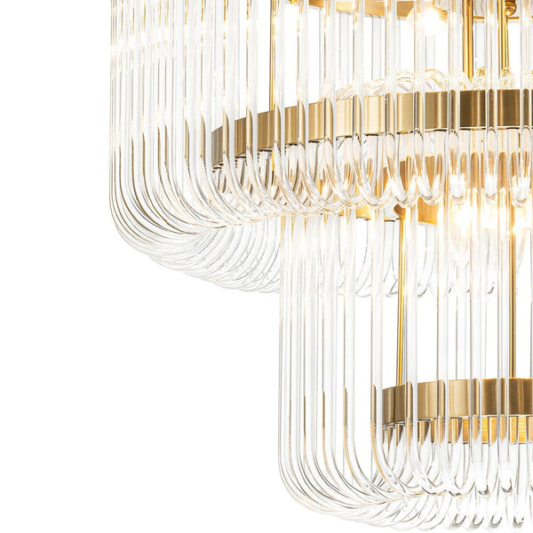Modern Glam 9 - Light Two - Tiered Glass Rod Round Chandelier - Yiilighting