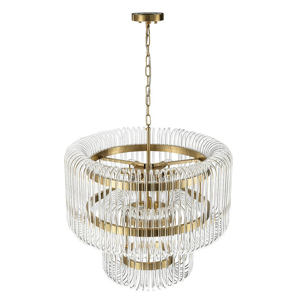 Modern Glam 9 - Light Two - Tiered Glass Rod Round Chandelier - Yiilighting