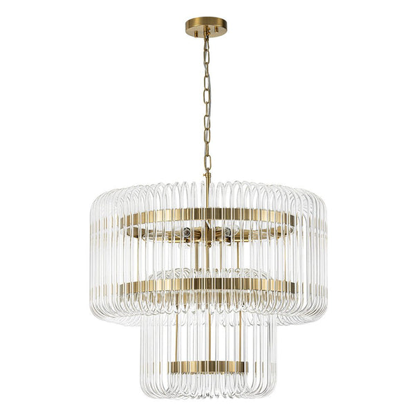Modern Glam 9 - Light Two - Tiered Glass Rod Round Chandelier - Yiilighting
