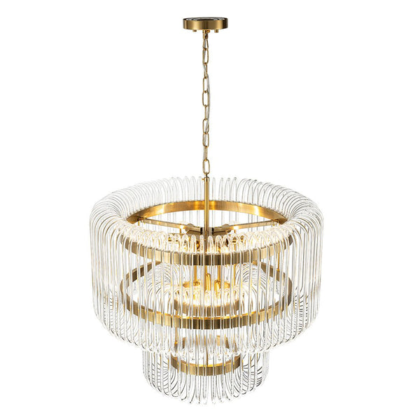 Modern Glam 9 - Light Two - Tiered Glass Rod Round Chandelier - Yiilighting