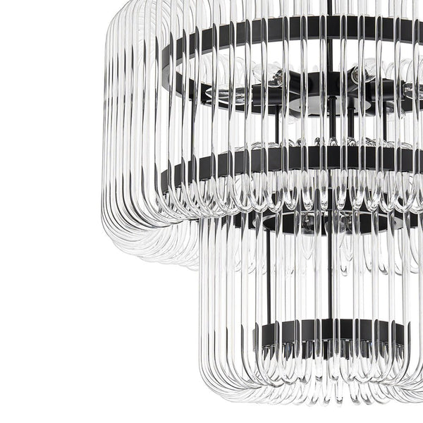 Modern Glam 9 - Light Two - Tiered Glass Rod Round Chandelier - Yiilighting