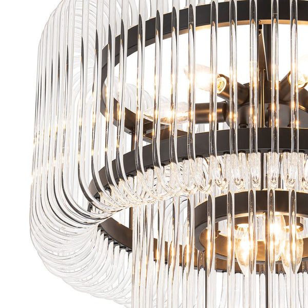 Modern Glam 9 - Light Two - Tiered Glass Rod Round Chandelier - Yiilighting