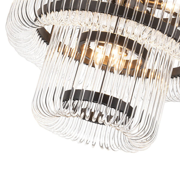 Modern Glam 9 - Light Two - Tiered Glass Rod Round Chandelier - Yiilighting