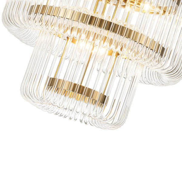 Modern Glam 9 - Light Two - Tiered Glass Rod Round Chandelier - Yiilighting