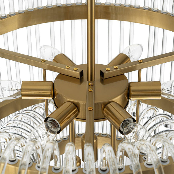 Modern Glam 9 - Light Two - Tiered Glass Rod Round Chandelier - Yiilighting