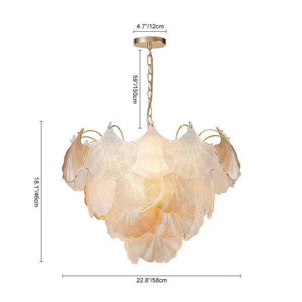 Modern Glam Ginkgo Leaf Shell Glass Chandelier - Yiilighting