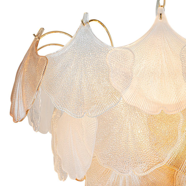 Modern Glam Ginkgo Leaf Shell Glass Chandelier - Yiilighting