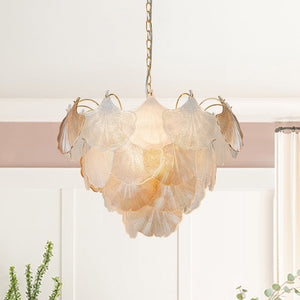 Modern Glam Ginkgo Leaf Shell Glass Chandelier - Yiilighting