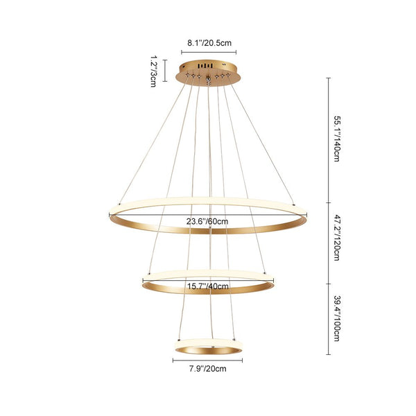 Modern LED Lighting 2/3 Tier Ring Circular Chandelier - Yiilighting