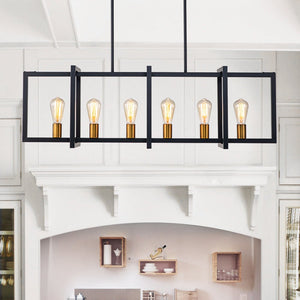 Modern Linear 6 - Light Rectangle Chandelier - Yiilighting