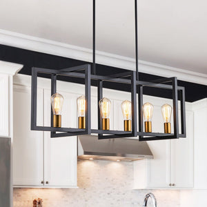 Modern Linear 6 - Light Rectangle Chandelier - Yiilighting