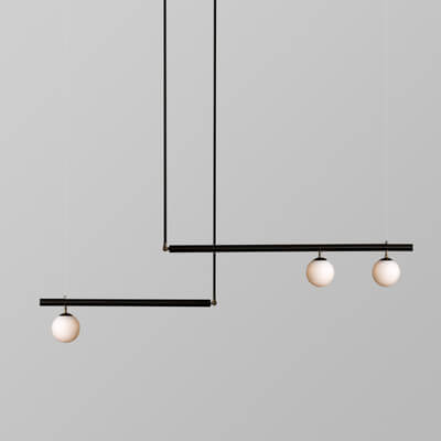 Modern Linear Opal Globes Suspension Chandelier - Yiilighting