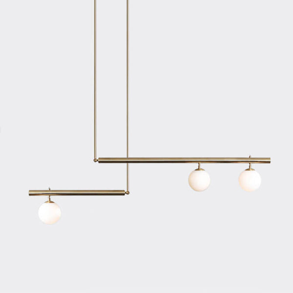 Modern Linear Opal Globes Suspension Chandelier - Yiilighting