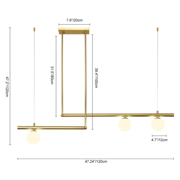 Modern Linear Opal Globes Suspension Chandelier - Yiilighting