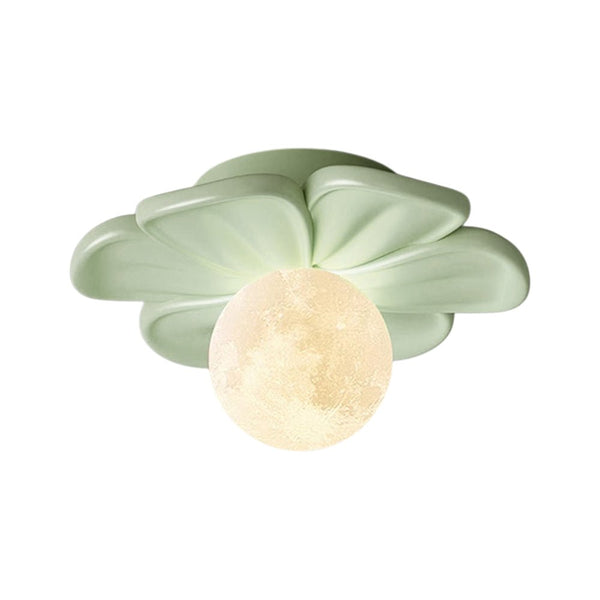 Modern Macaron Pastel Textured Floral Lunar Moon Petal Flush Ceiling Lamp For Kids - Yiilighting
