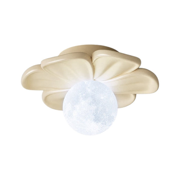Modern Macaron Pastel Textured Floral Lunar Moon Petal Flush Ceiling Lamp For Kids - Yiilighting