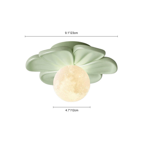 Modern Macaron Pastel Textured Floral Lunar Moon Petal Flush Ceiling Lamp For Kids - Yiilighting