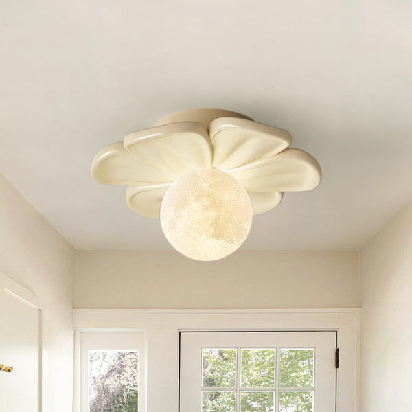 Modern Macaron Pastel Textured Floral Lunar Moon Petal Flush Ceiling Lamp For Kids - Yiilighting