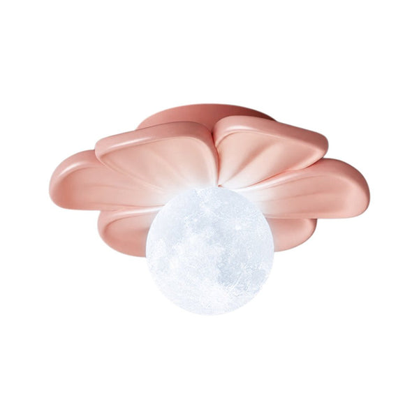 Modern Macaron Pastel Textured Floral Lunar Moon Petal Flush Ceiling Lamp For Kids - Yiilighting