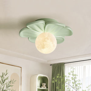 Modern Macaron Pastel Textured Floral Lunar Moon Petal Flush Ceiling Lamp For Kids - Yiilighting