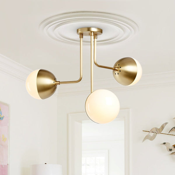 Modern Mid - century 3 - Light Curved Arms Semi Flush Mount - Yiilighting